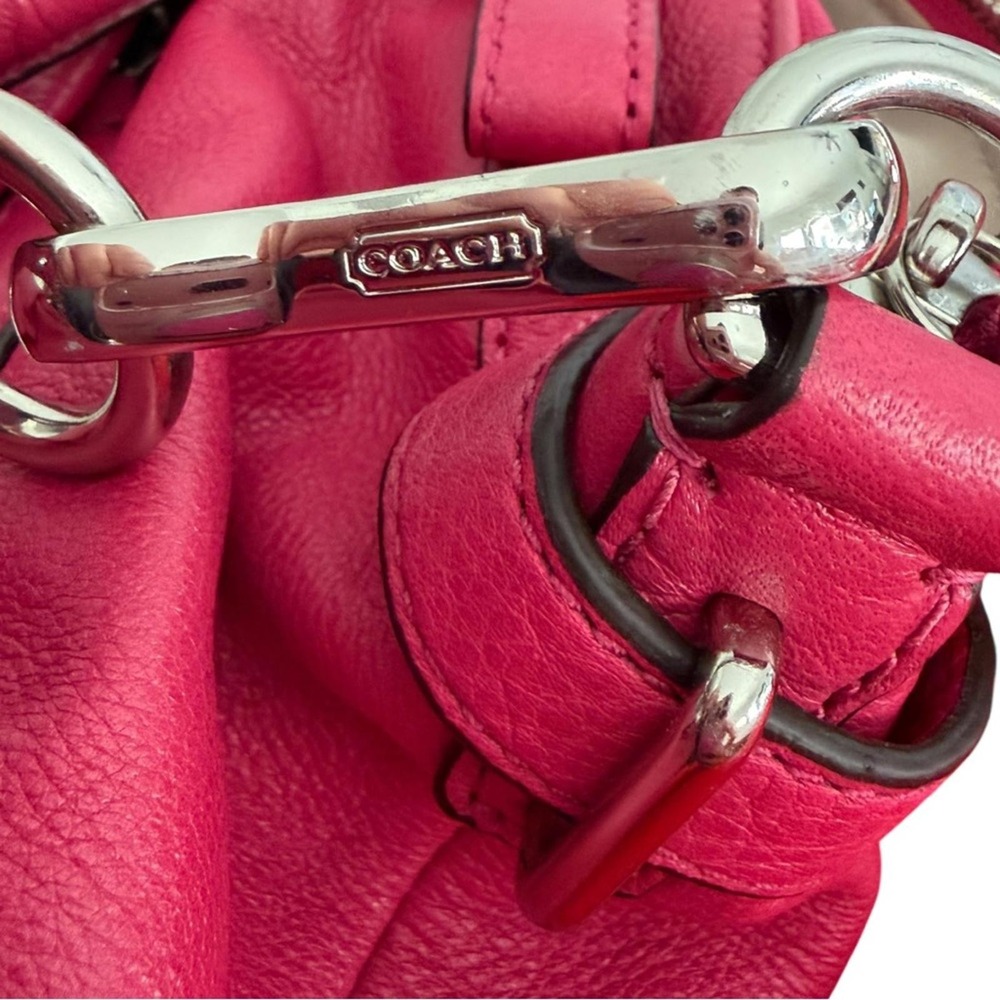 COACH Madison Lindsay 18641 Pink Leather Satchel Crossbody Shoulder Bag Silver - Picture 6 of 9